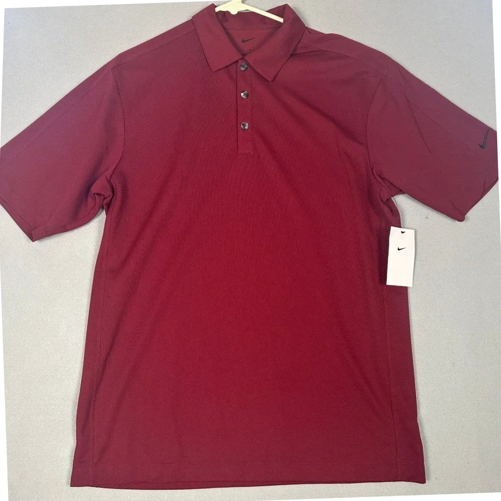 NEW Nike Golf Polo Shirt Mens Medium Burgundy Red Performance Rugby Short Sleeve